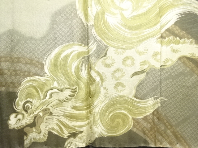 JAPANESE KIMONO / ANTIQUE MENS HAORI / SILK / LION (LINING)